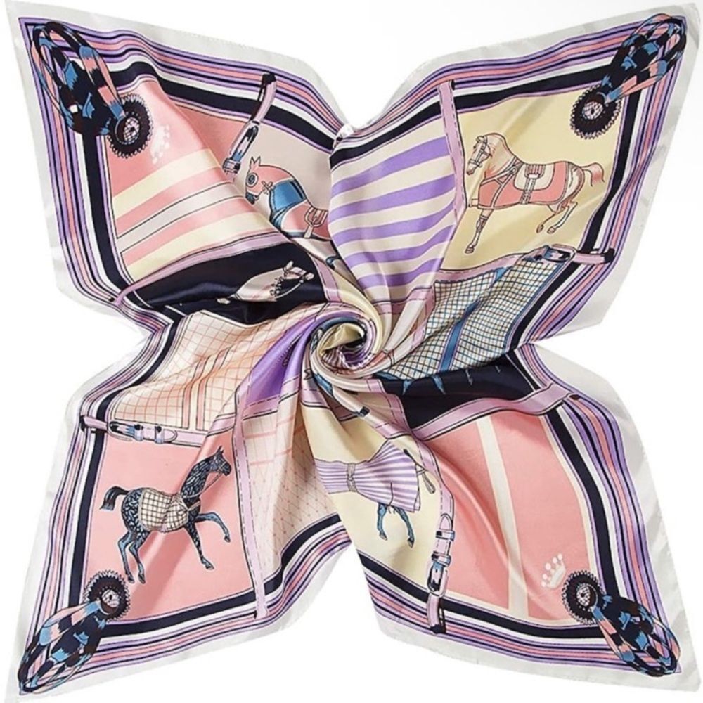 Fashion Luxury Horse Carriage Print Women Scarf Size 90x90 CM